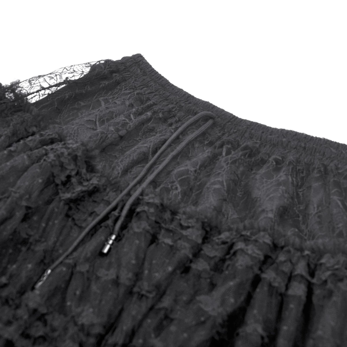 Falda Gótica Larga de Encaje con Capas y Cintura Elástica - Crazyinlove