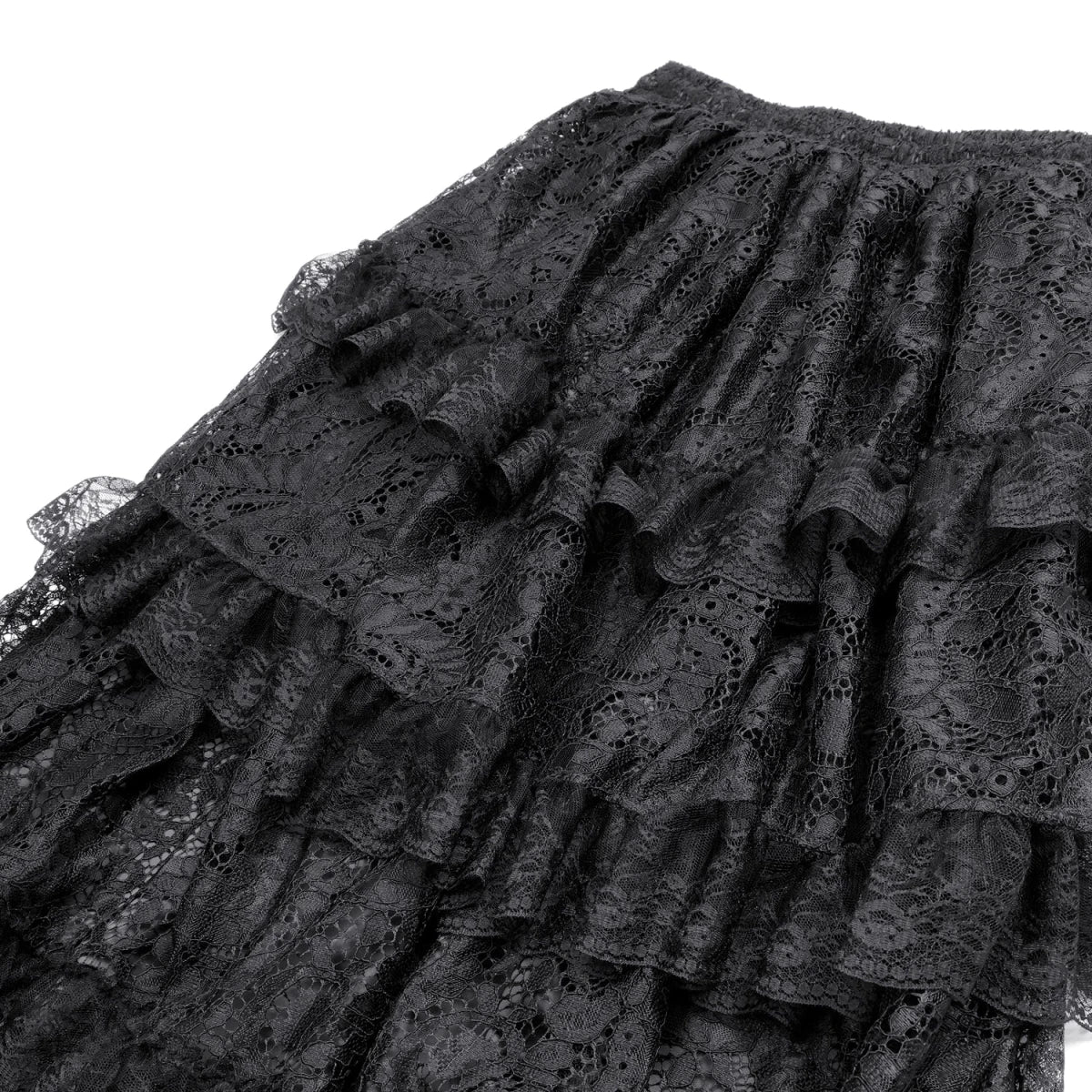 Falda Larga Negra de Volantes Escalonados Estilo Victoriano - Crazyinlove