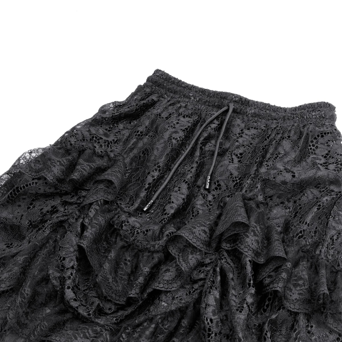 Falda Larga Negra de Volantes Escalonados Estilo Victoriano - Crazyinlove