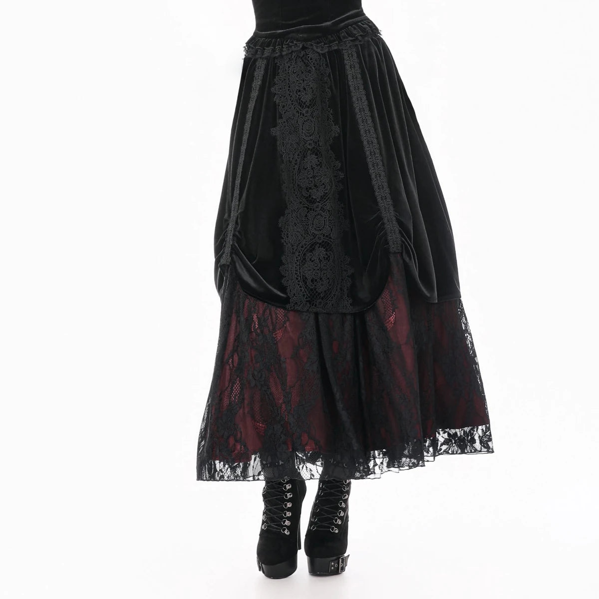 Falda Larga Victoriana de Terciopelo y Encaje - Crazyinlove