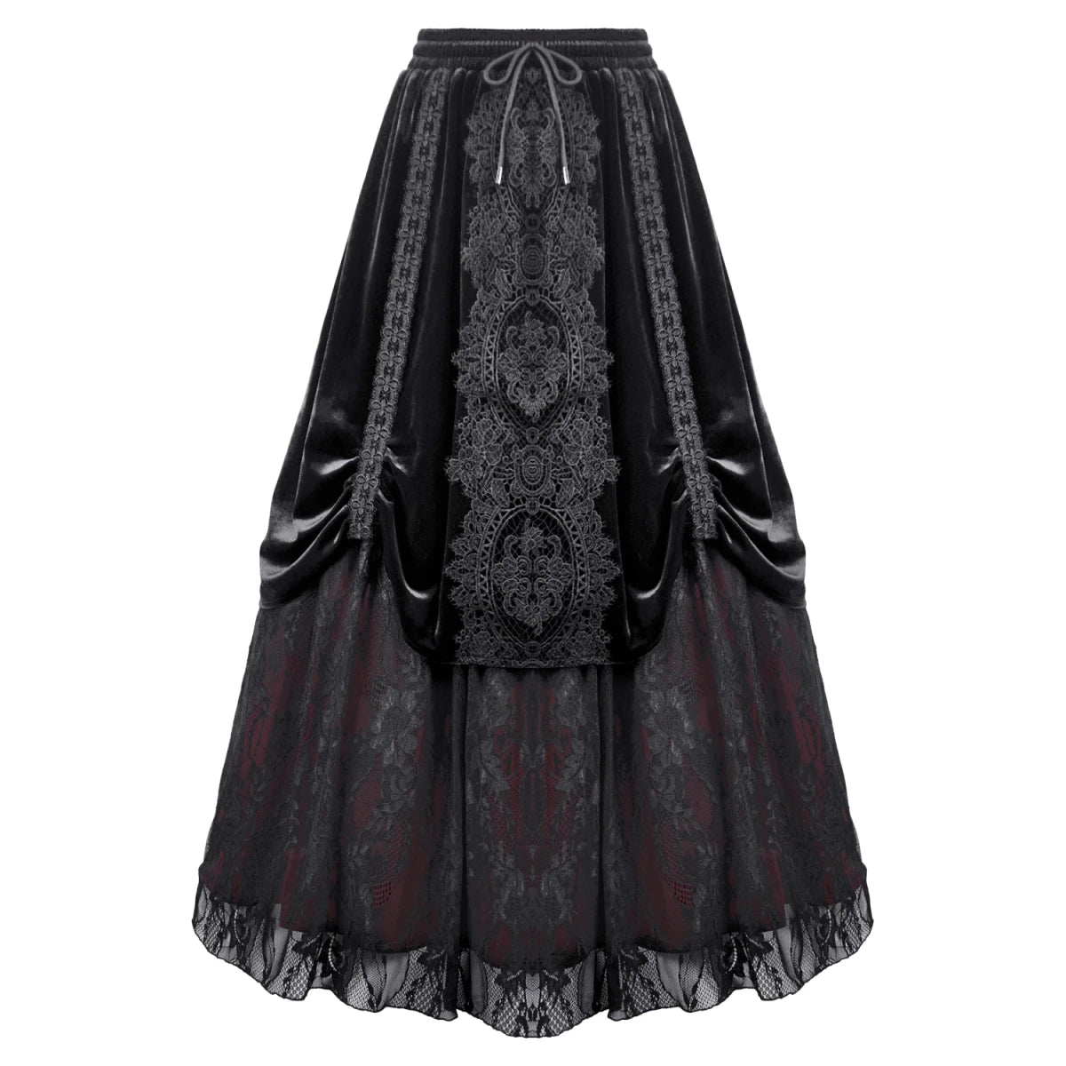 Falda Larga Victoriana de Terciopelo y Encaje - Crazyinlove