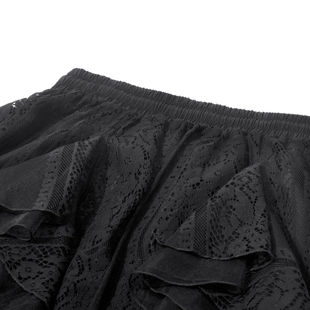 Falda Midi Asimétrica de Picos con Encaje y Tul - Crazyinlove