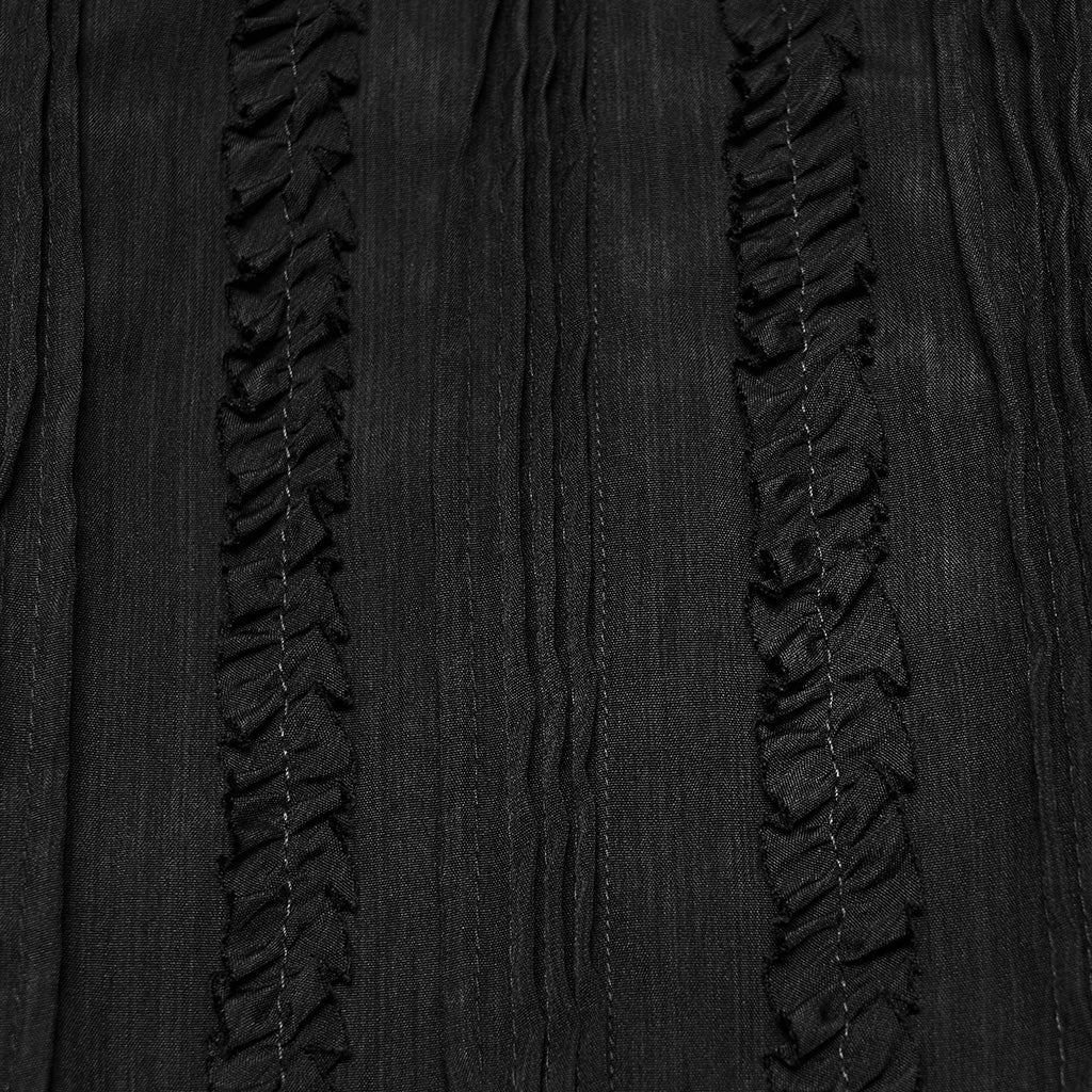 Falda Sirena Larga Negra Victoriana de Algodón con Volantes - Crazyinlove