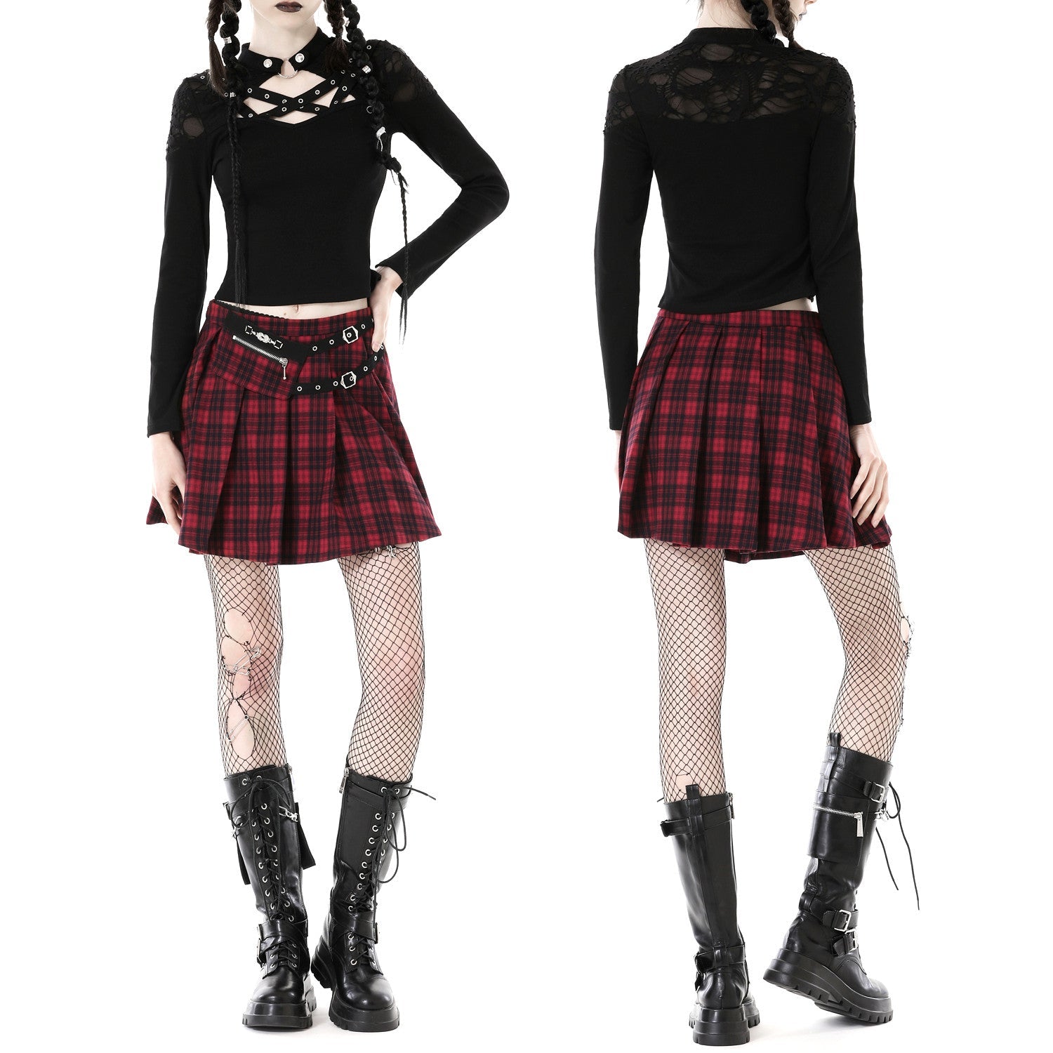 Falda Tartán Rojo y Negro - Crazyinlove