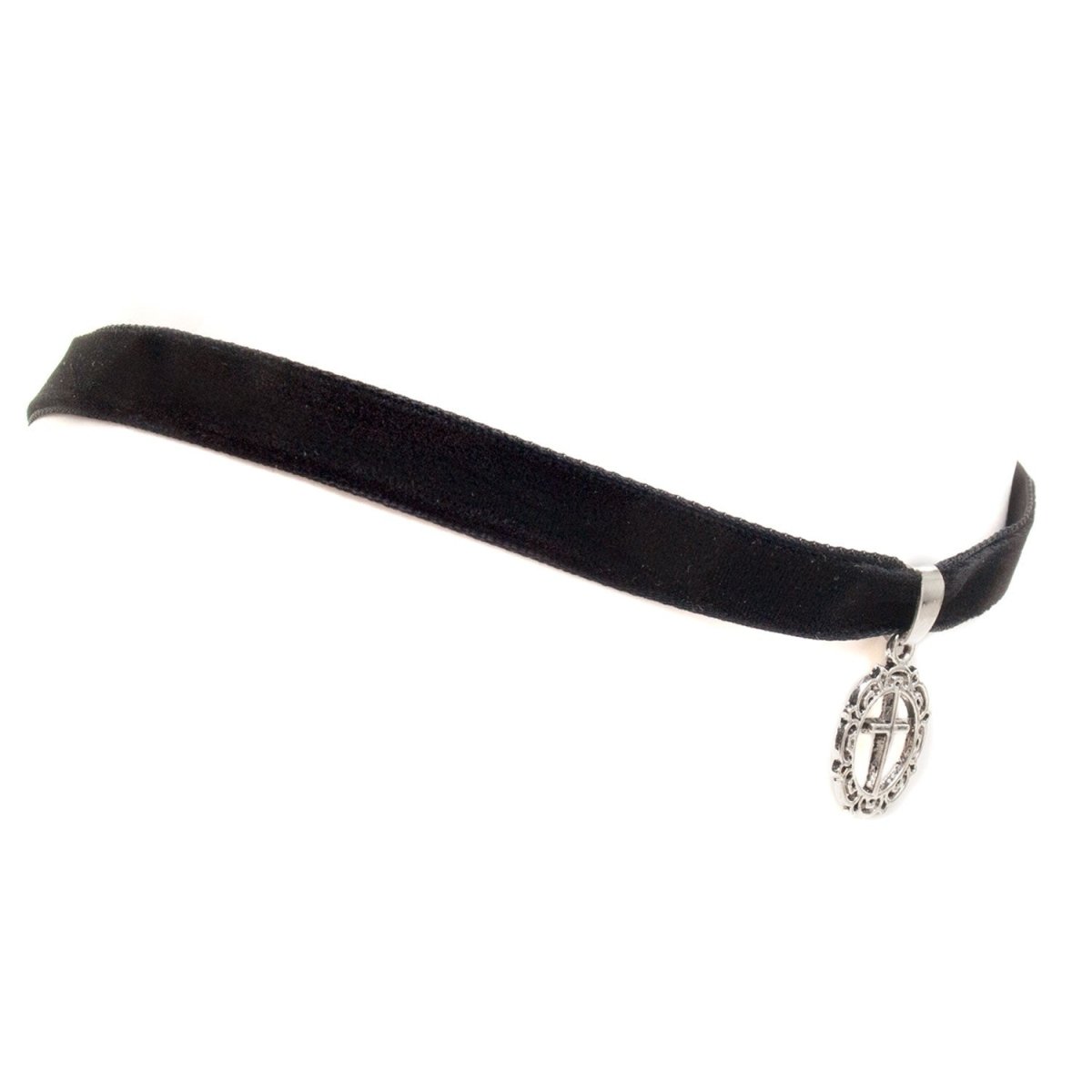 Gargantilla de Terciopelo Negro con Medallón de Cruz - Crazyinlove