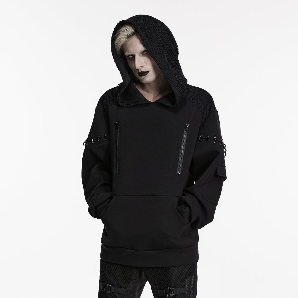 Hoodie Cyberpunk con Capucha de Rejilla - Crazyinlove