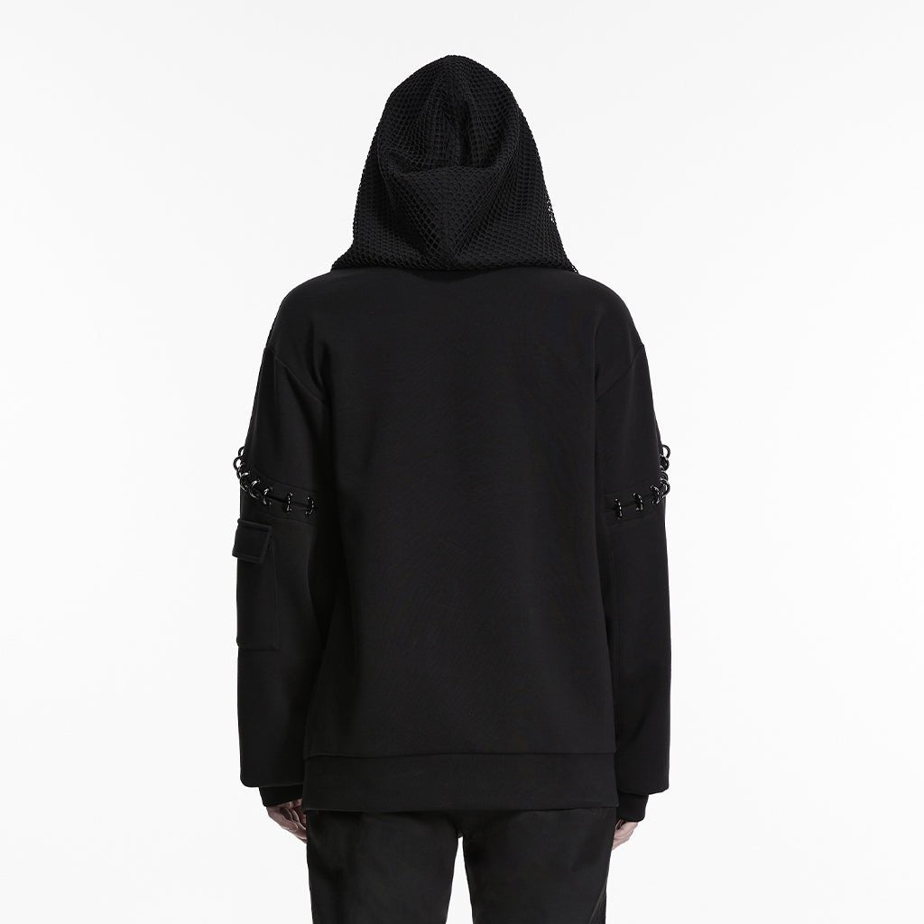 Hoodie Cyberpunk con Capucha de Rejilla - Crazyinlove