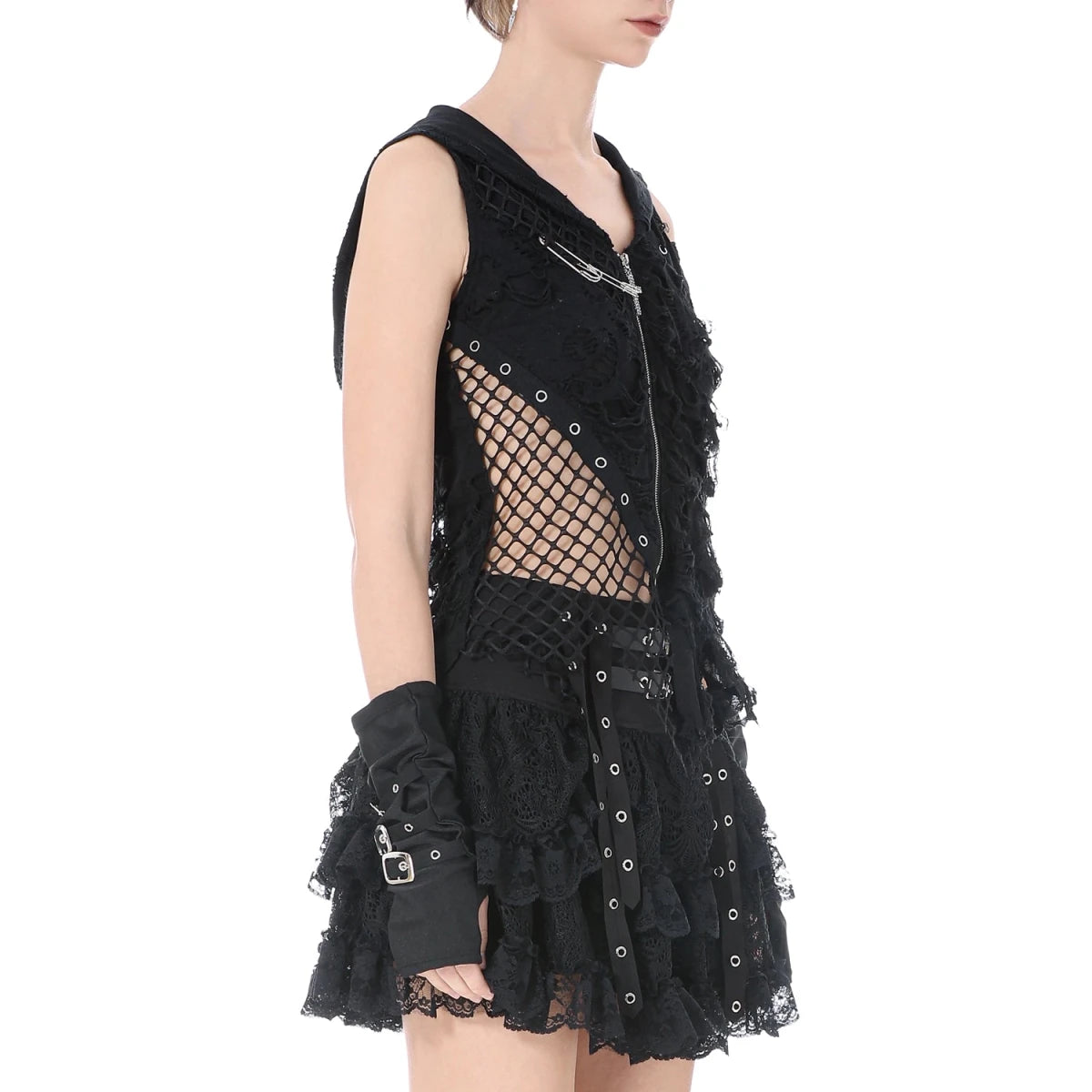 Minifalda de Encaje con Volantes y Hebillas - Crazyinlove