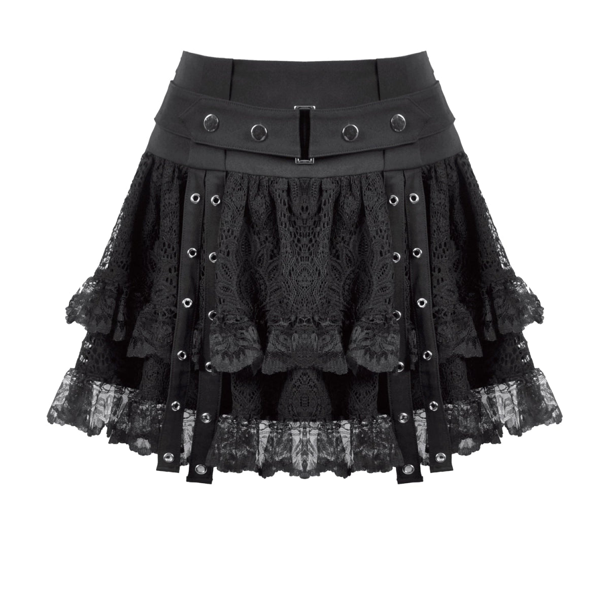 Minifalda Gótica Encaje con Volantes y Hebilla - Crazyinlove