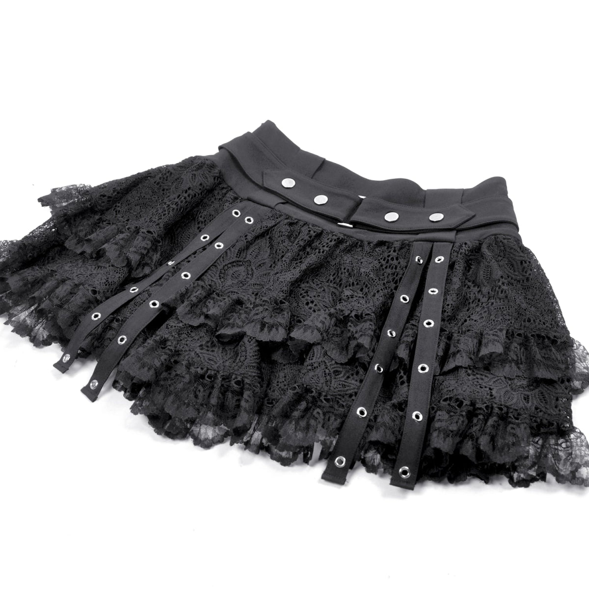 Minifalda Gótica Encaje con Volantes y Hebilla - Crazyinlove