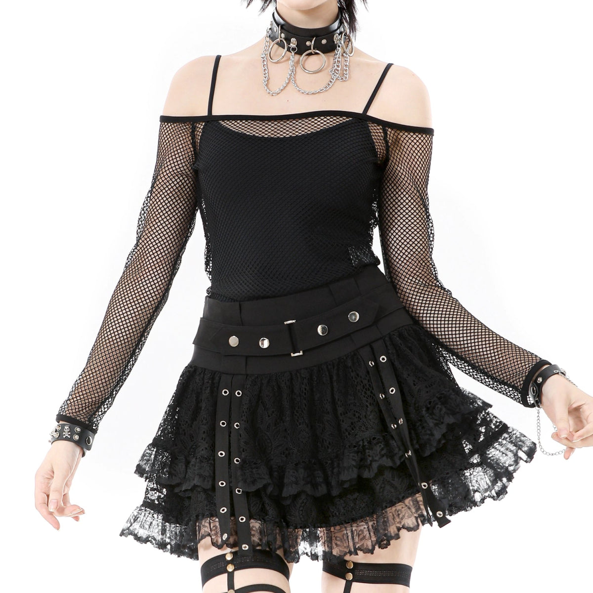 Minifalda Gótica Encaje con Volantes y Hebilla - Crazyinlove