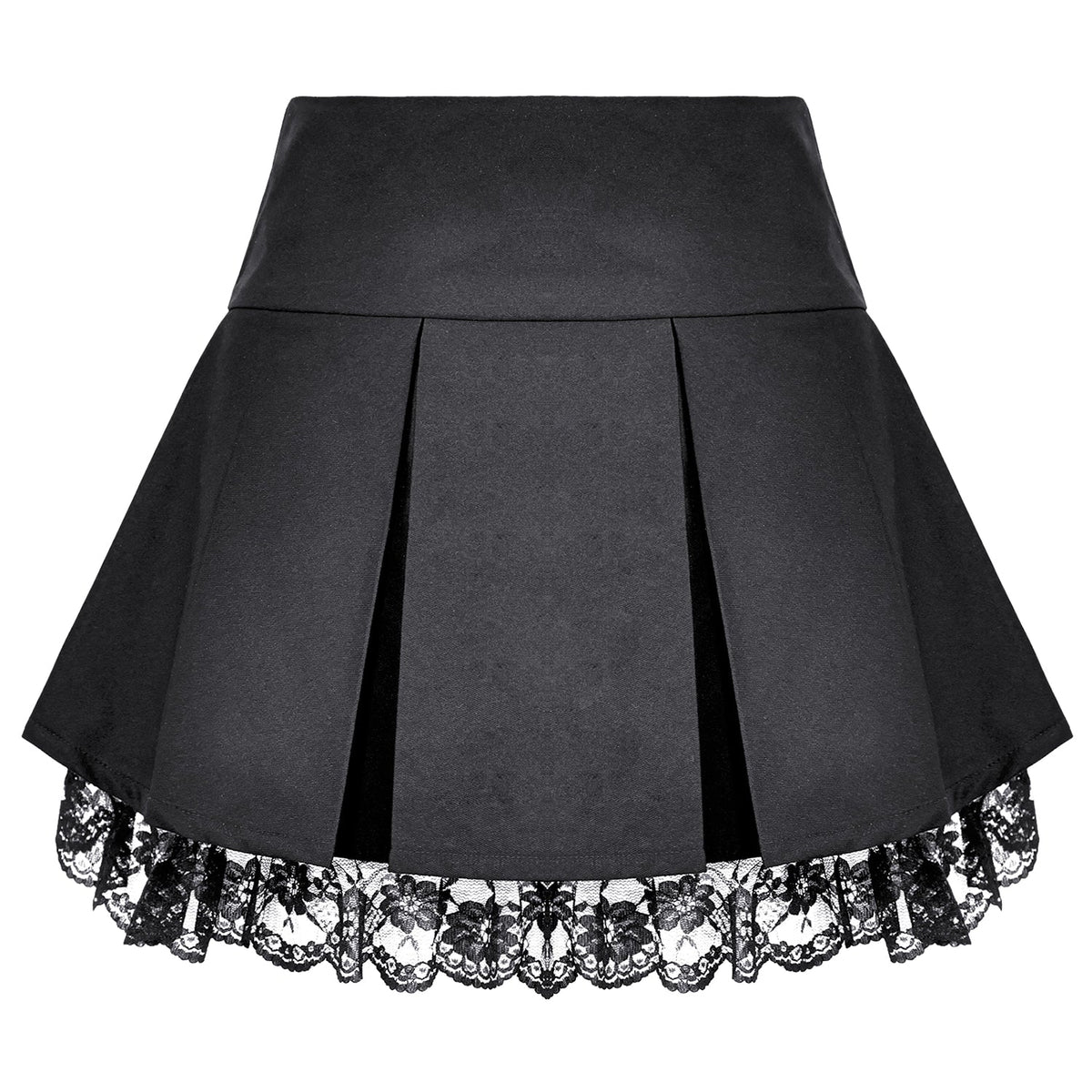 Minifalda Punk Plisada con Cruces y Encaje KW463, espalda sobre fondo blanco