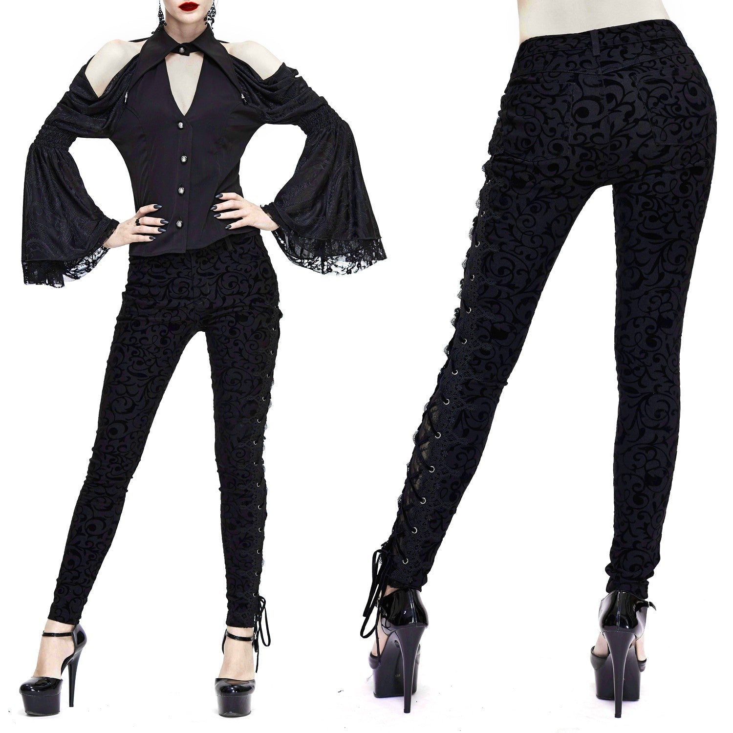 Pantalón Elegante con Brocado - Crazyinlove
