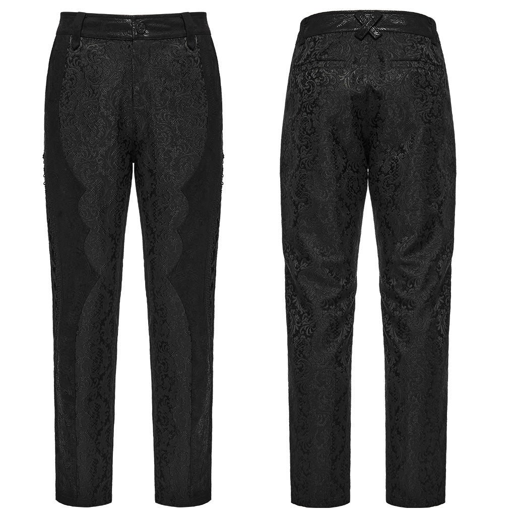 Pantalón gótico negro en plano con los paneles laterales ondulados