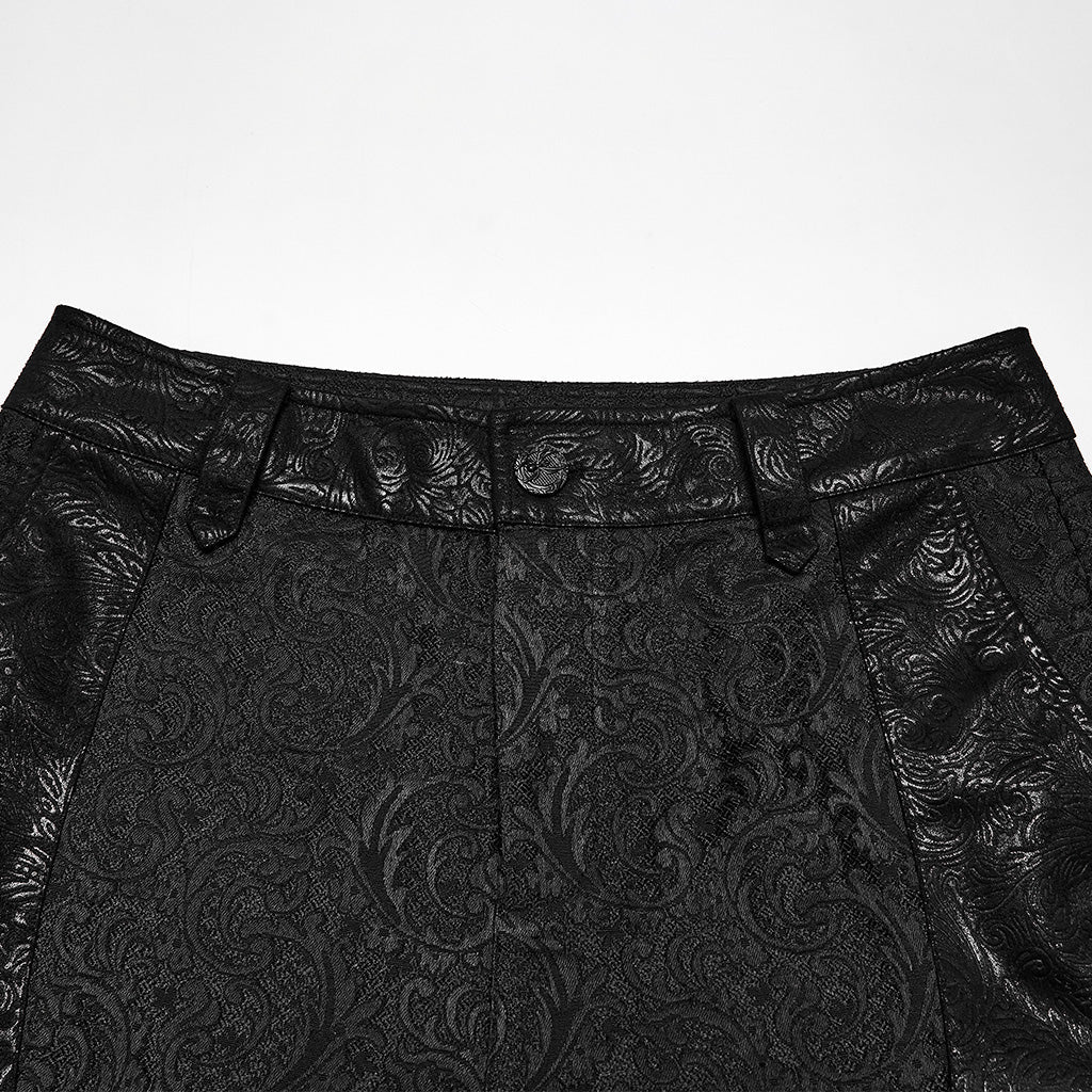 Cinturilla en relieve con trabillas y botón del pantalón de jacquard