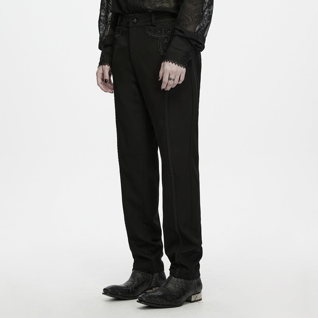 Pantalón de hombre negro con galón lateral, vista de tres cuartos