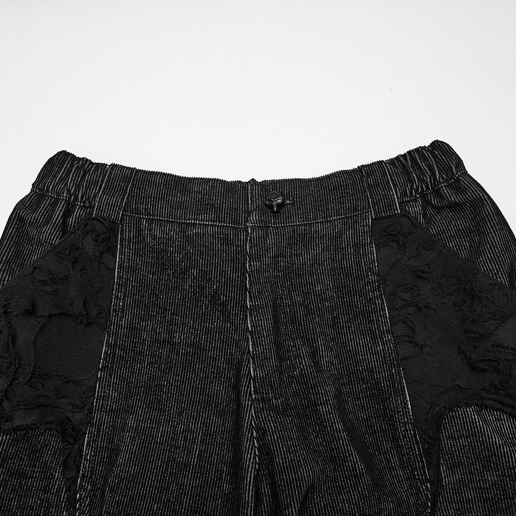 Pantalón Punk Negro Ancho con Paneles Deshilachados - Crazyinlove