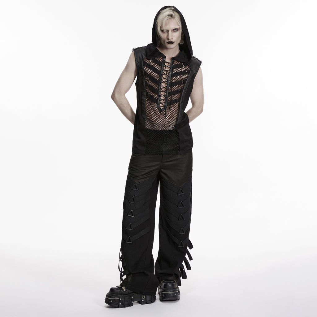 Pantalones Góticos Anchos con Tiras y Relieve - Crazyinlove