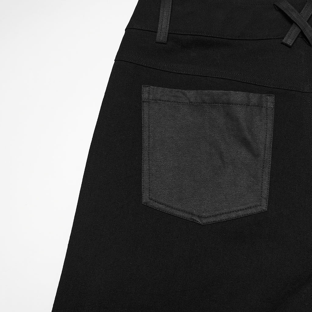 Pantalones Góticos Anchos con Tiras y Relieve - Crazyinlove