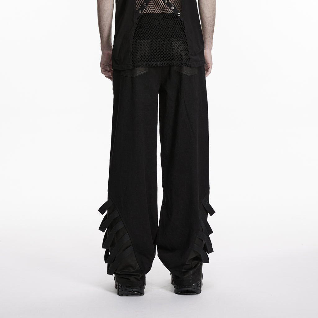 Pantalones Góticos Anchos con Tiras y Relieve - Crazyinlove