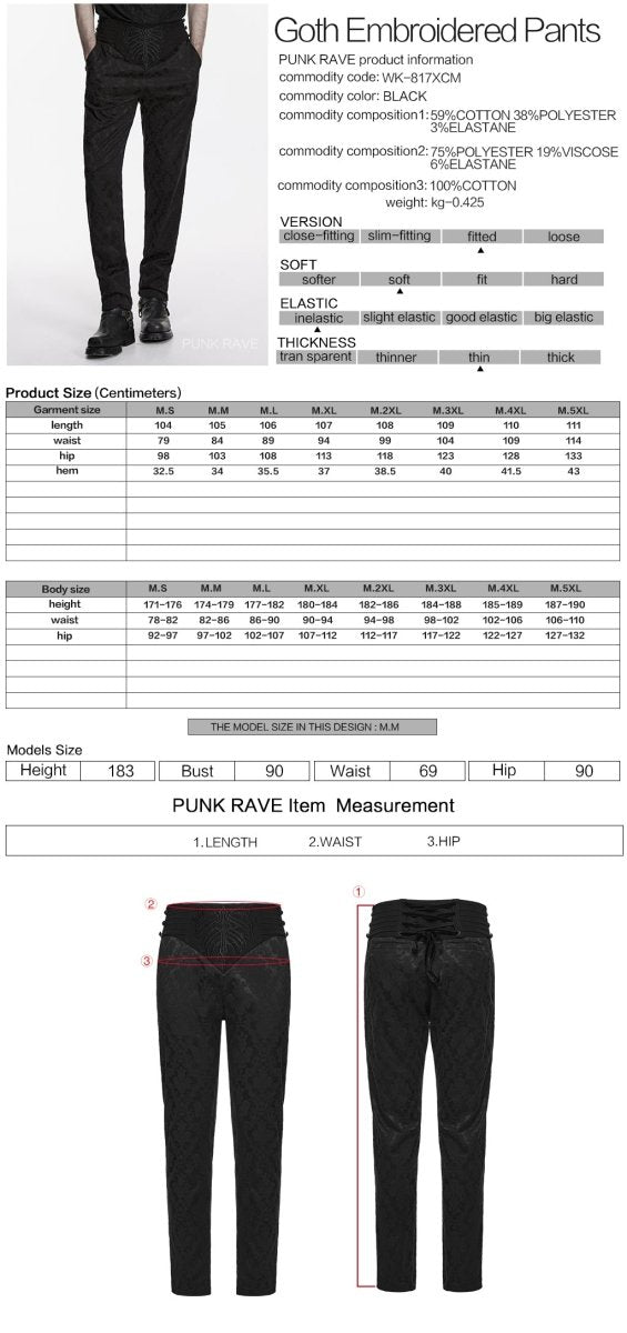 Pantalones Góticos de Talle Alto y Bordado - Crazyinlove