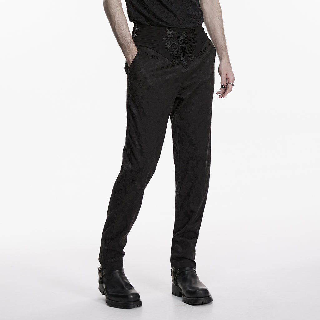 Pantalones Góticos de Talle Alto y Bordado - Crazyinlove