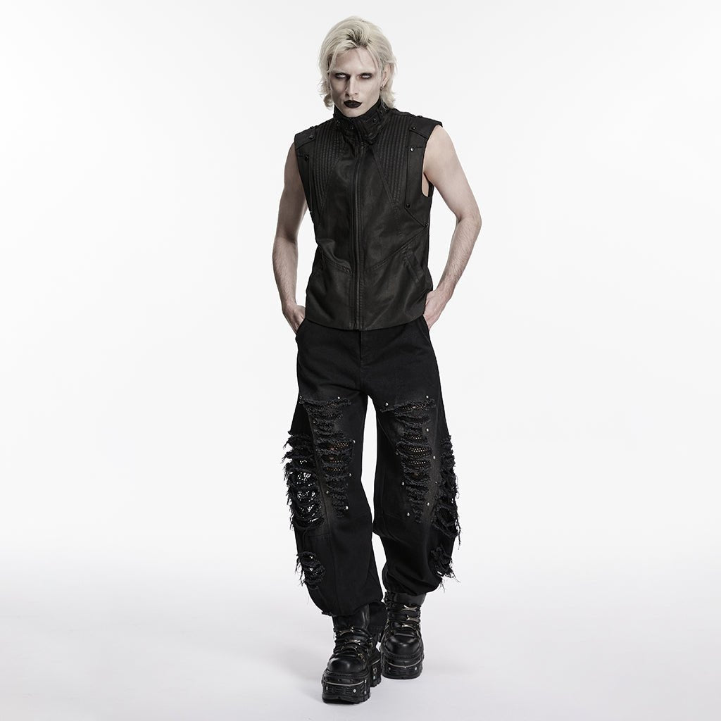 Pantalones Negros Vaqueros Rotos Denim - Crazyinlove