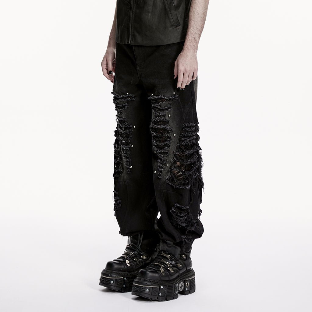 Pantalones Negros Vaqueros Rotos Denim - Crazyinlove