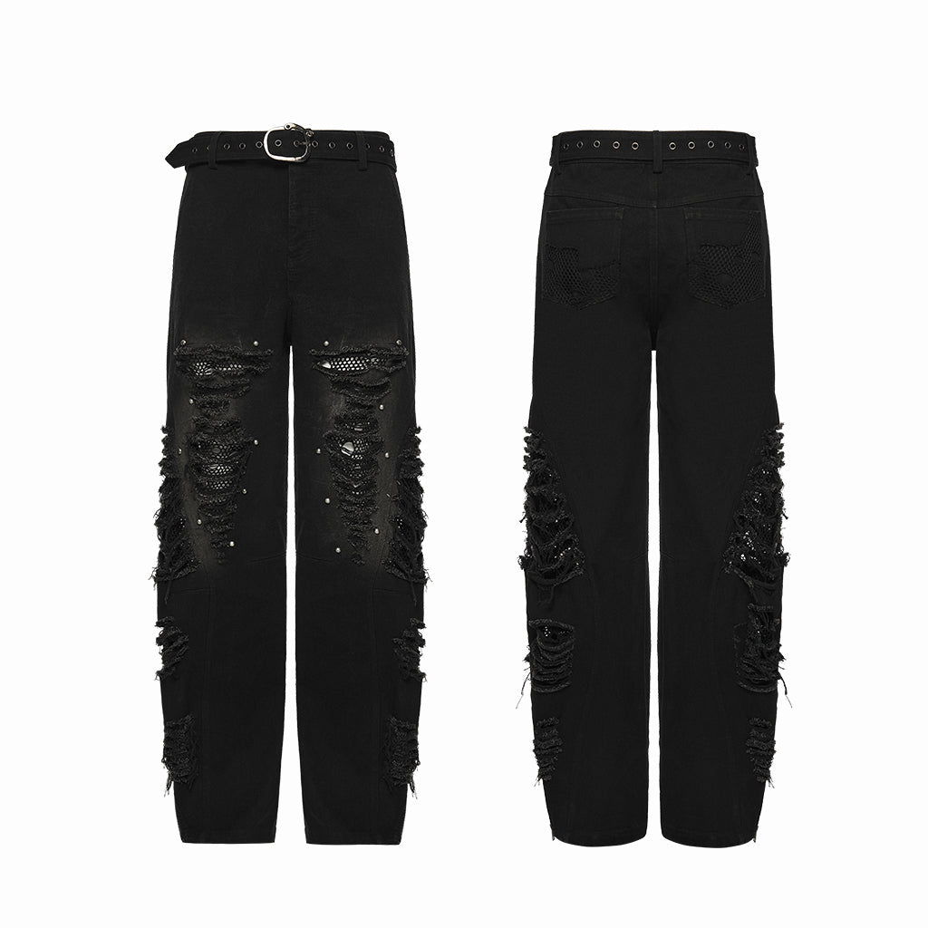 Pantalones Negros Vaqueros Rotos Denim - Crazyinlove