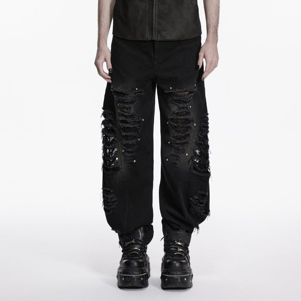 Pantalones Negros Vaqueros Rotos Denim - Crazyinlove