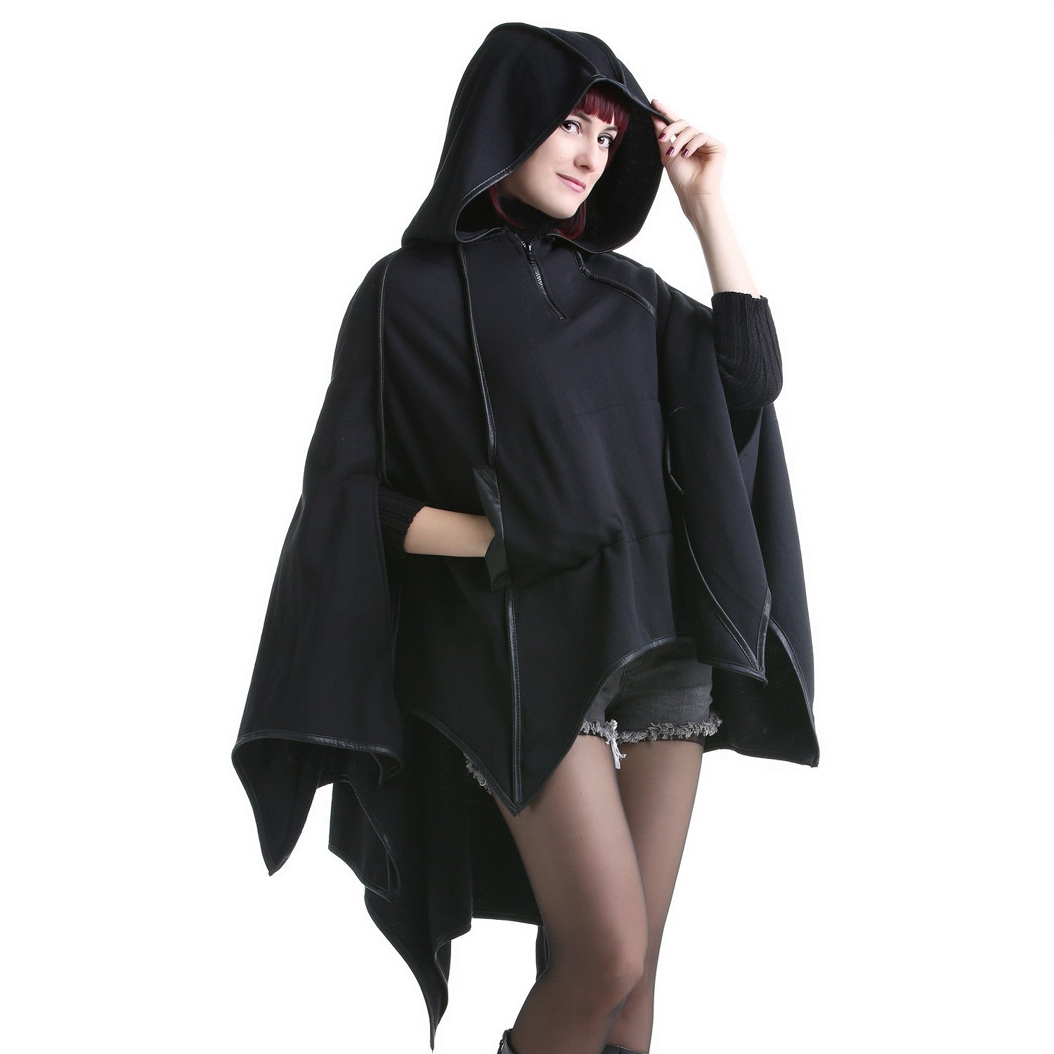 Black Gothic Poncho with Hood