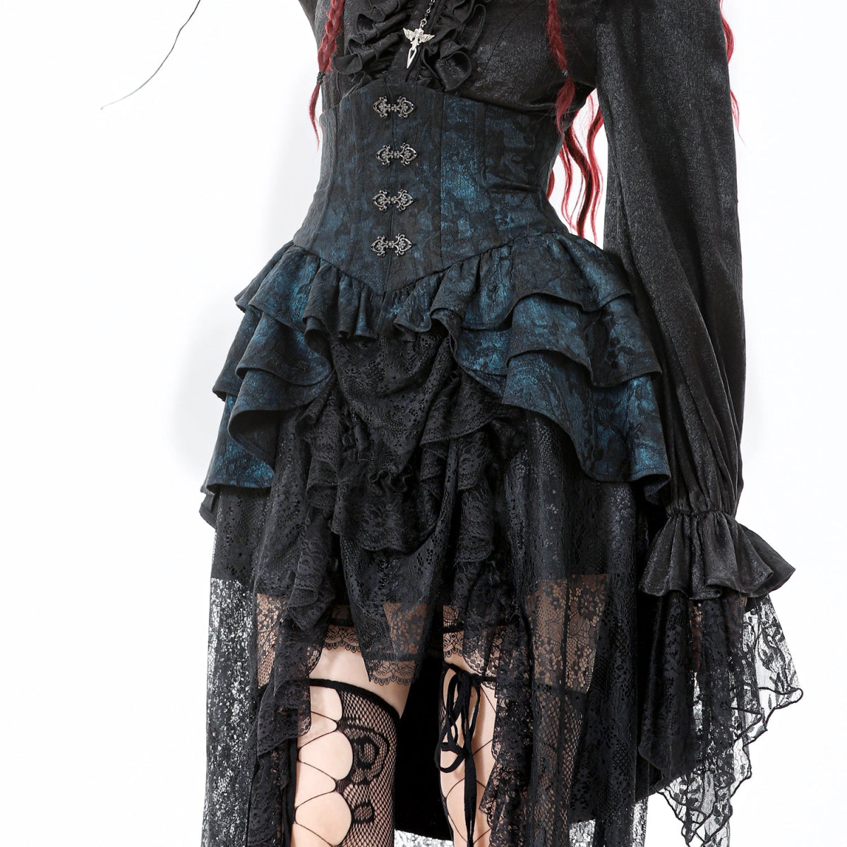 Sobrefalda Gótica con Cintura Corset y volantes - Crazyinlove