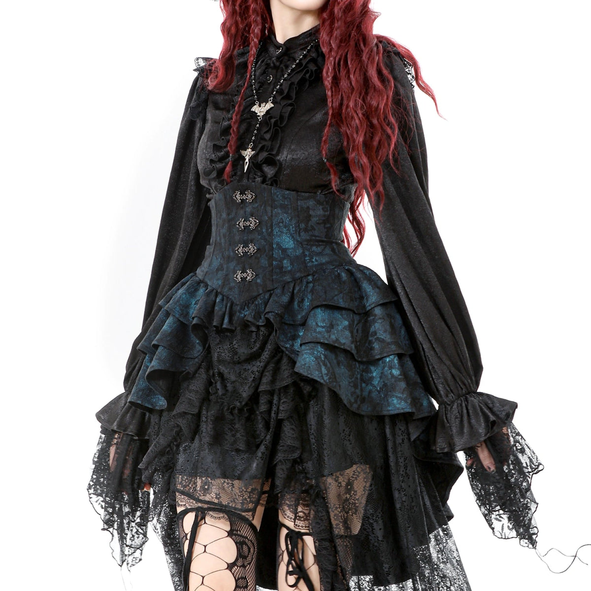 Sobrefalda Gótica con Cintura Corset y volantes - Crazyinlove