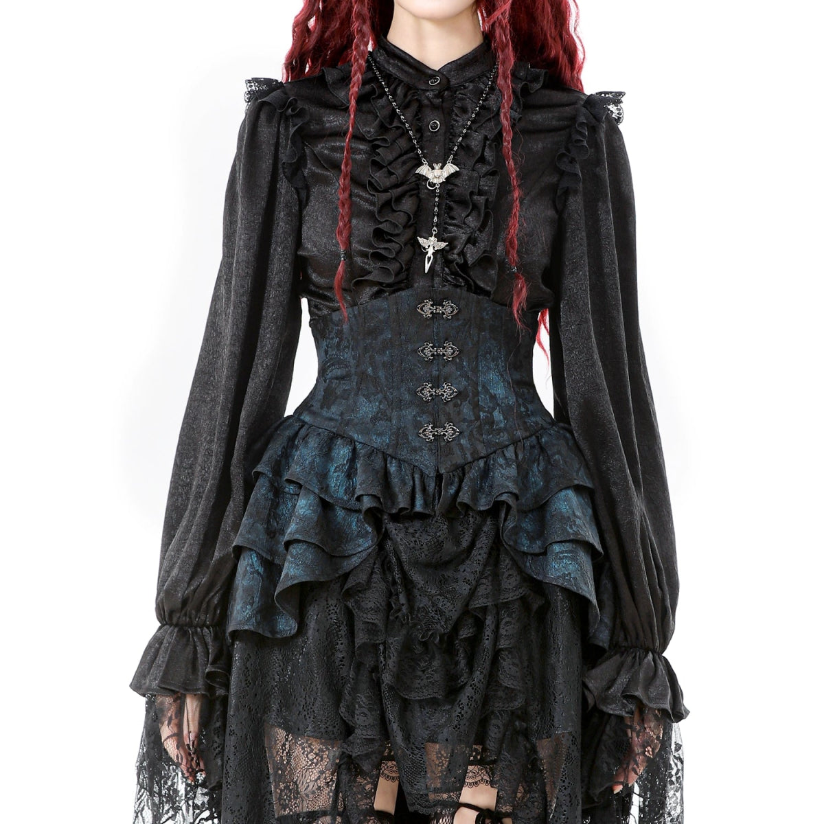 Sobrefalda Gótica con Cintura Corset y volantes - Crazyinlove