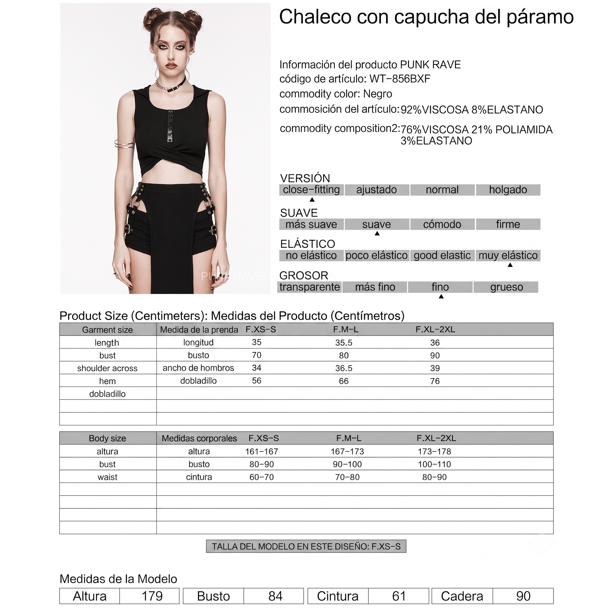 Top Gótico Corto con Capucha y Espalda Descubierta