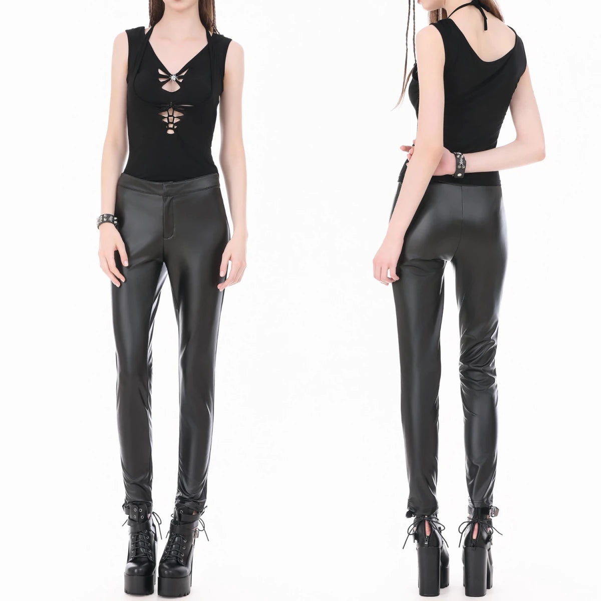 Top Gótico Negro con Dije de Araña y Escote Calado - Crazyinlove