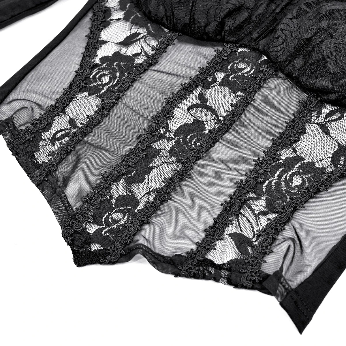 Top Gótico Victoriano de Encaje con Mangas Campana y Cintura de Tul - Crazyinlove
