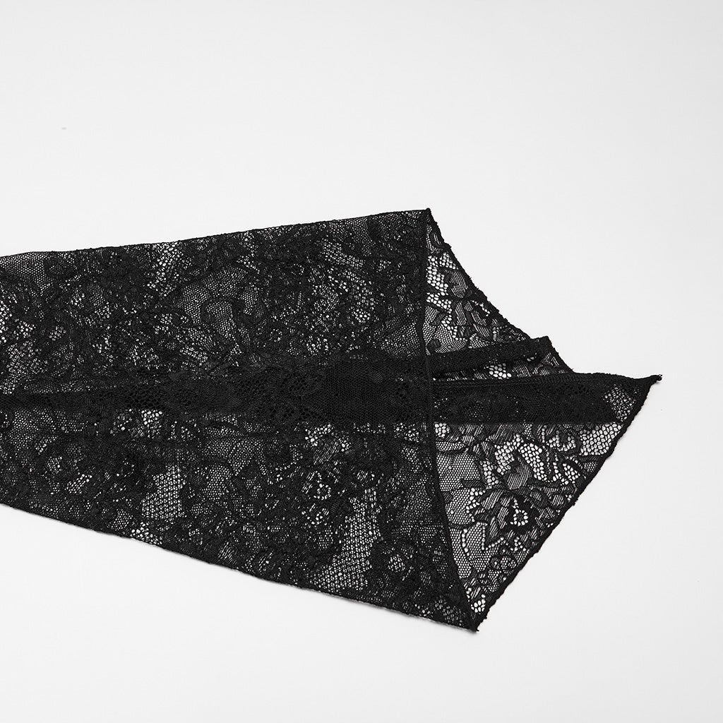 Traje de Terciopelo Negro Asimétrico con Hombros Descubiertos y Encaje - Crazyinlove