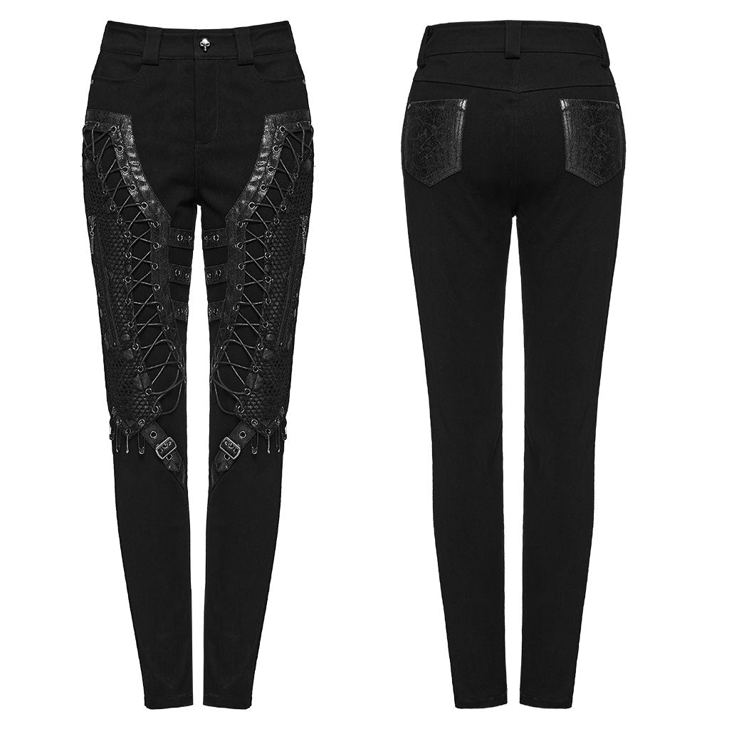 Vaqueros Pitillo Punk Negros con Cordones y Hebillas - Crazyinlove