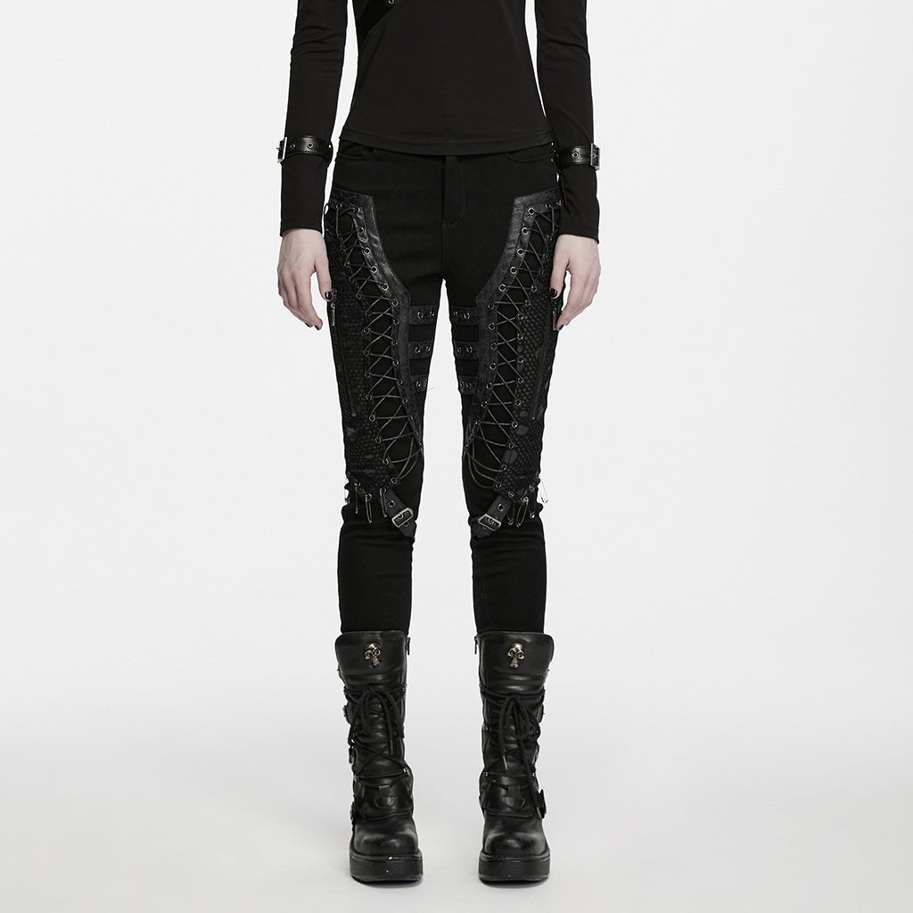 Vaqueros Pitillo Punk Negros con Cordones y Hebillas - Crazyinlove