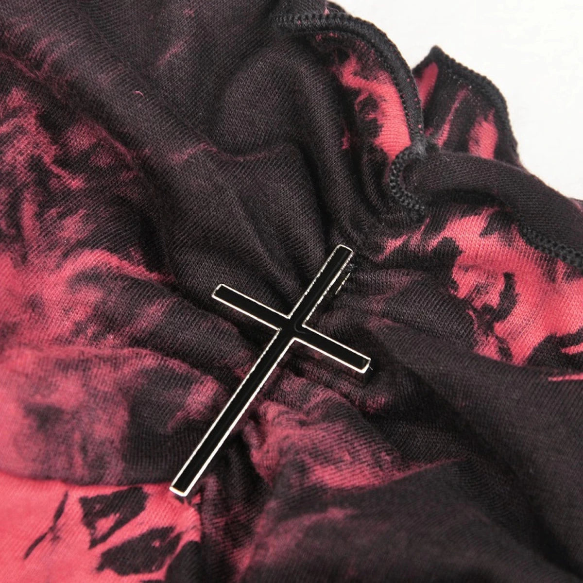 Vestido Asimétrico Tie-Dye Rojo con Red Calada - Crazyinlove