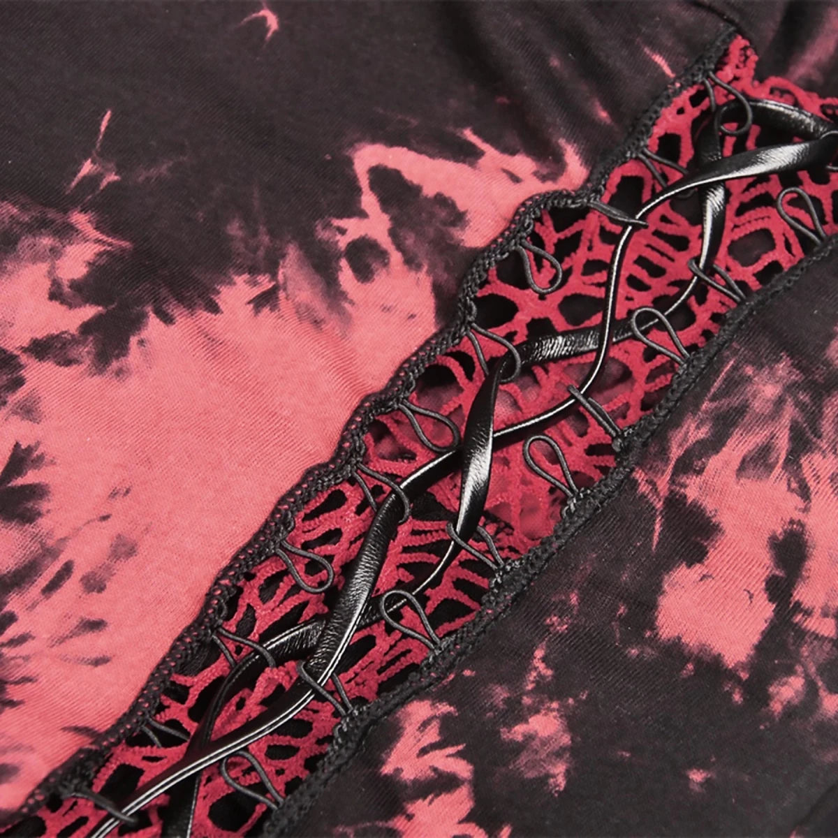 Vestido Asimétrico Tie-Dye Rojo con Red Calada - Crazyinlove