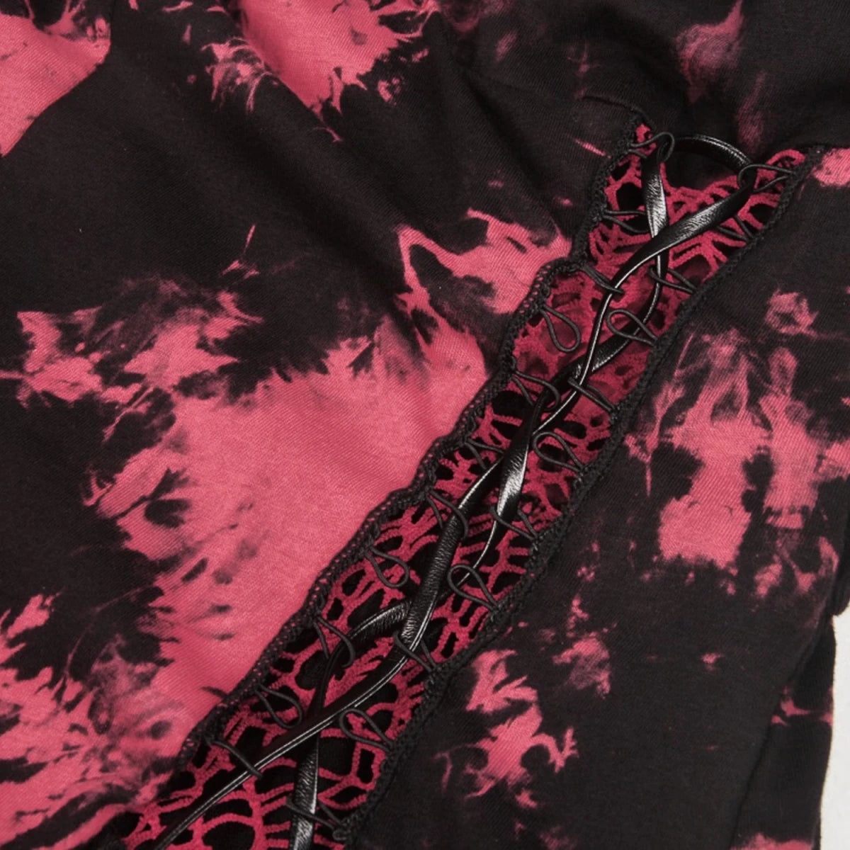Vestido Asimétrico Tie-Dye Rojo con Red Calada - Crazyinlove