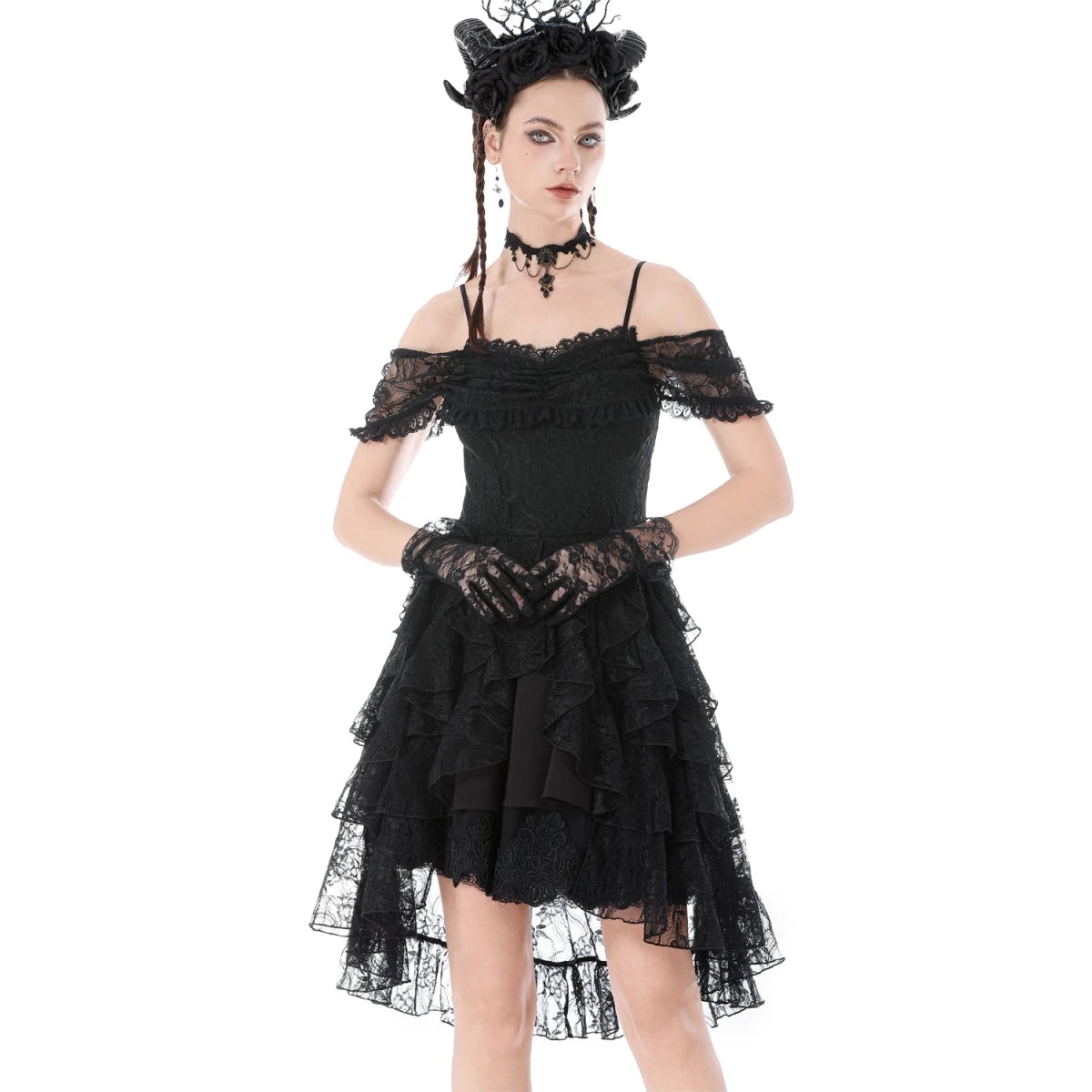 Vestido Corto Delante Largo Detrás con Encaje - Crazyinlove