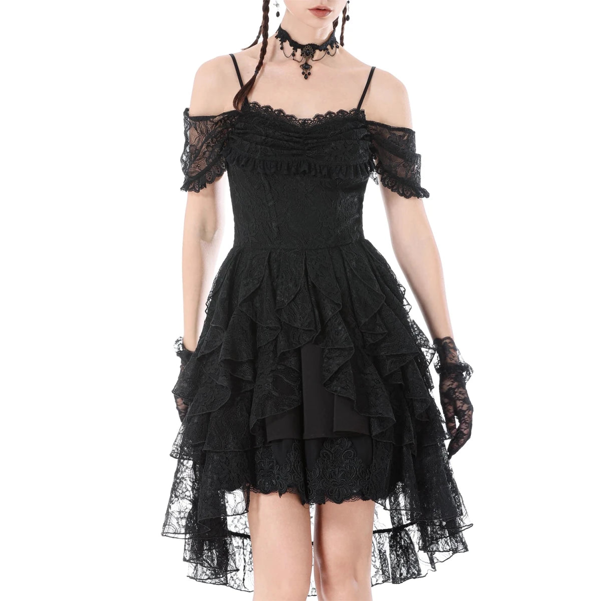 Vestido Corto Delante Largo Detrás con Encaje - Crazyinlove