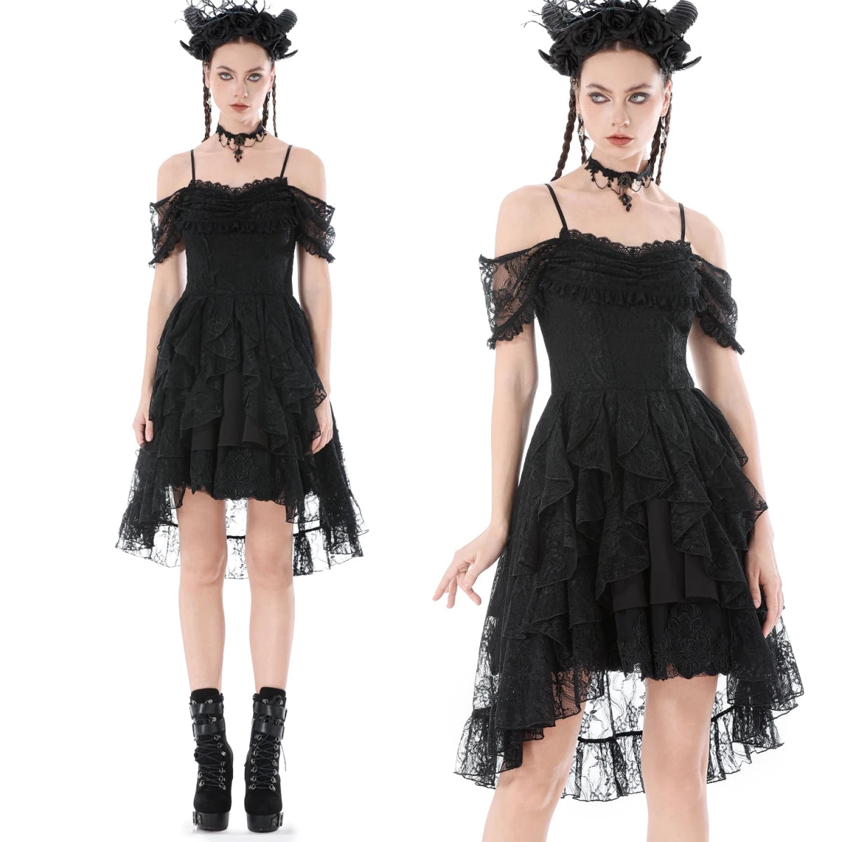 Vestido Corto Delante Largo Detrás con Encaje - Crazyinlove