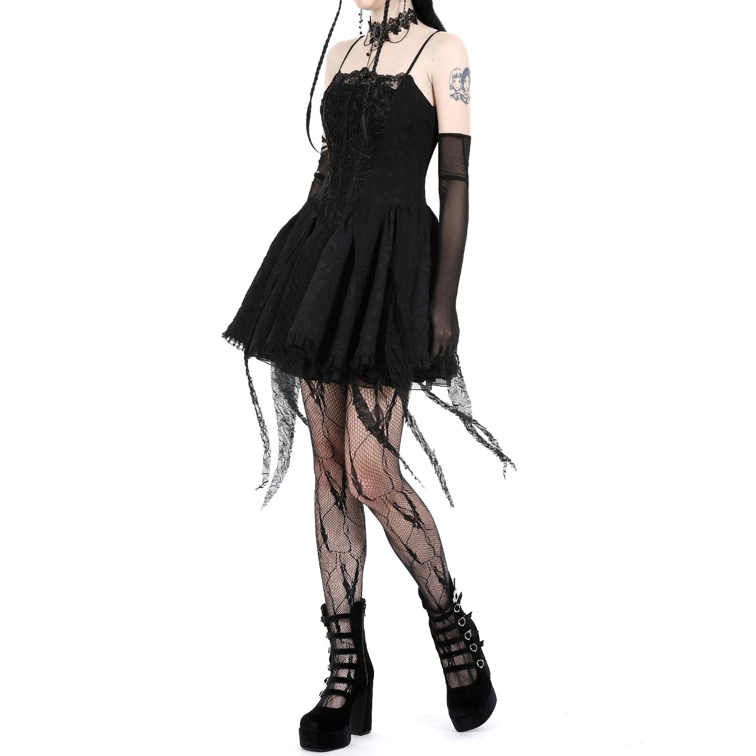 Black Gothic Lace Mini Dress | Dark Style Black Gothic Lace Mini Dress | Dark Style