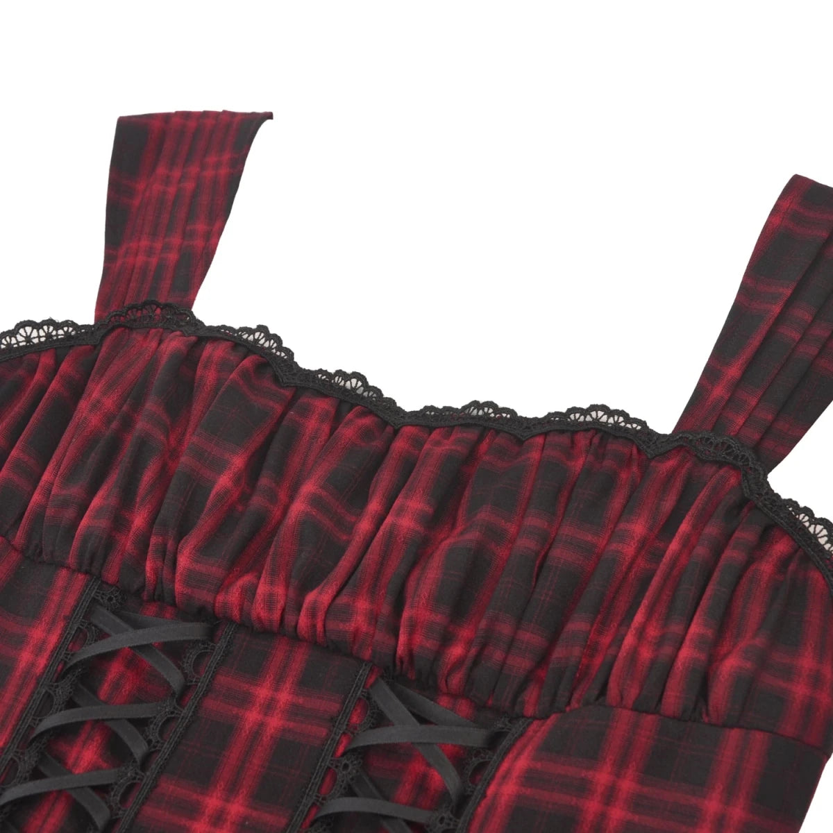 Vestido de Cuadros Tartán Rojo y Doble Corsé - Crazyinlove