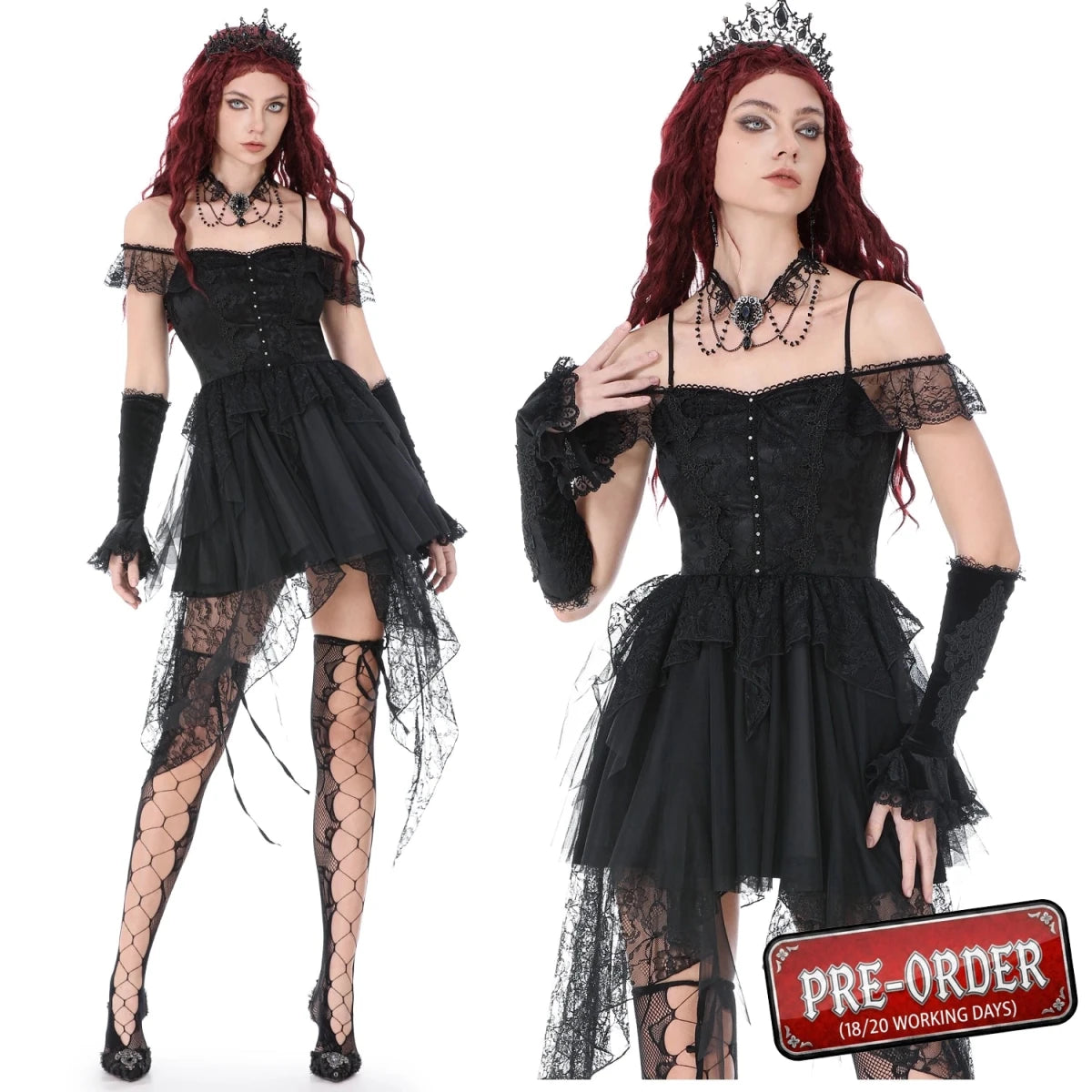 Vestido de Tirantes con Tul y Encaje Asimétrico - Crazyinlove