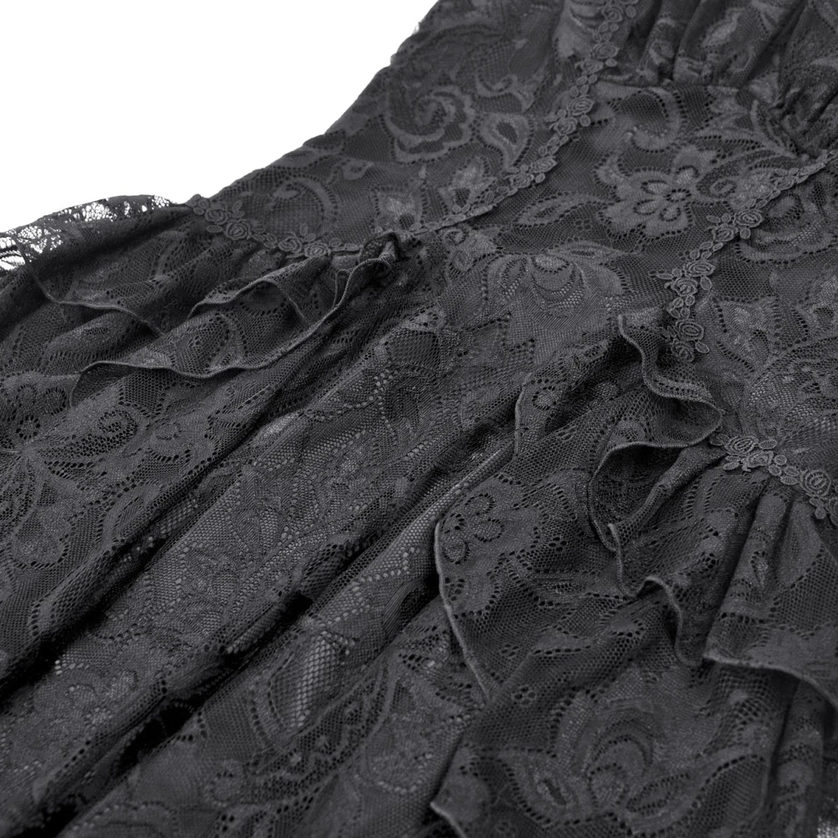 Vestido Gótico Asimétrico de Encaje con Espalda Corsé - Crazyinlove